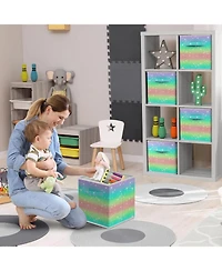 Sorbus 6 Pack 11 Inch Foldable Storage Cubes with Handle- for Organizing Home, Shelves, Nursery, Playroom