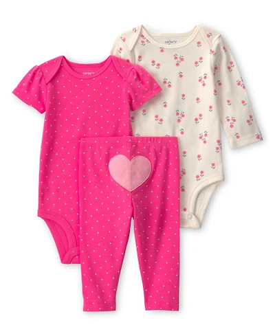 Carter's Baby Girl's Heart Bodysuit & Pant 3-Piece Set