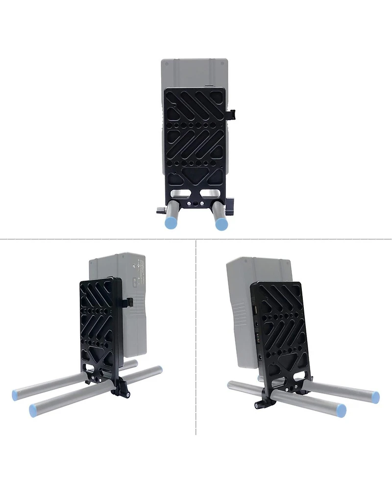 AndyCine Multi-Output V-Mount Battery Plate with Rod Mount and Cheese Plate for Monitors and Dslr Cameras