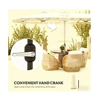 Clihome Extra Large Outdoor Umbrella,Rectangle Patio Umbrella,with Fringe and Crank Handle