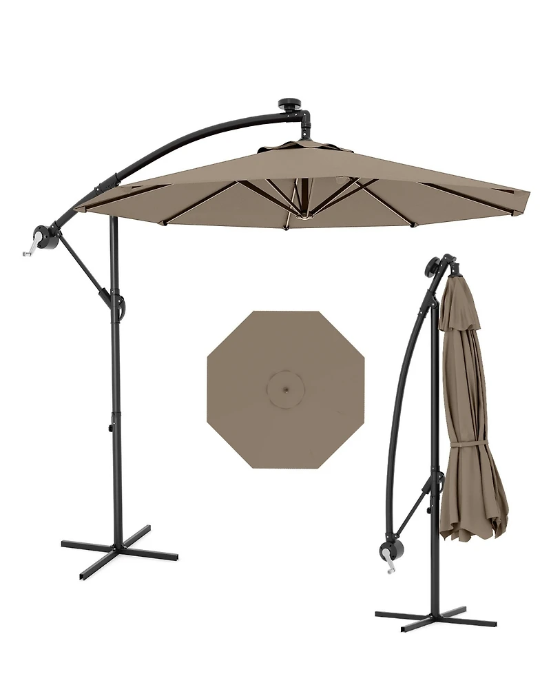 gaomon 10ft Outdoor 360degree(s) Rotation Offset Patio Umbrella with Base, Sun Protection for Deck, Poolside, Backyard