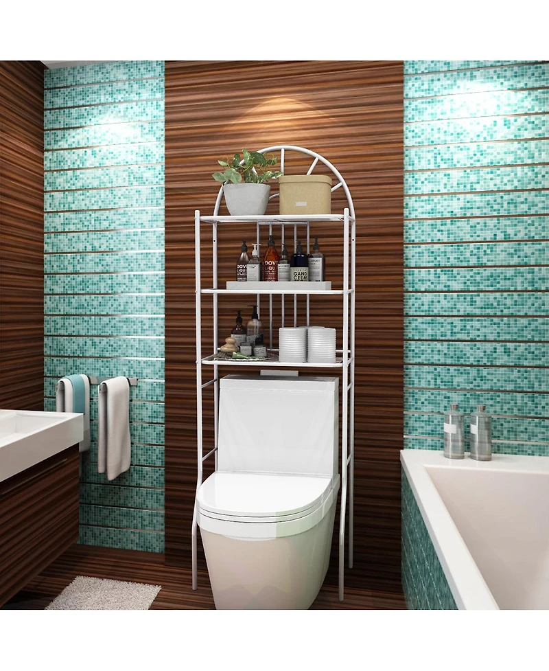 Gymax Bathroom 3-Tier Metal Storage Rack Over the Toilet Space Saver