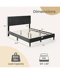 Slickblue Wooden Slat Bed Frame with Vertical Tufted Headboard