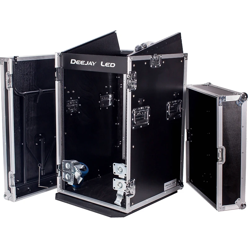 Deejay Led 11U Space Slant Mixer Rack/16U Space Vertical Rack System with Caster Board and Side Table