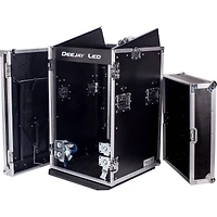 Deejay Led 11U Space Slant Mixer Rack/16U Space Vertical Rack System with Caster Board and Side Table