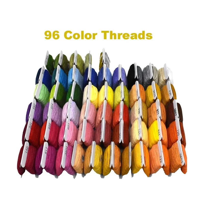 Gnuadz 96 Color Embroidery Floss Cotton Bobbins Cross Bracelets Crafts Kit
