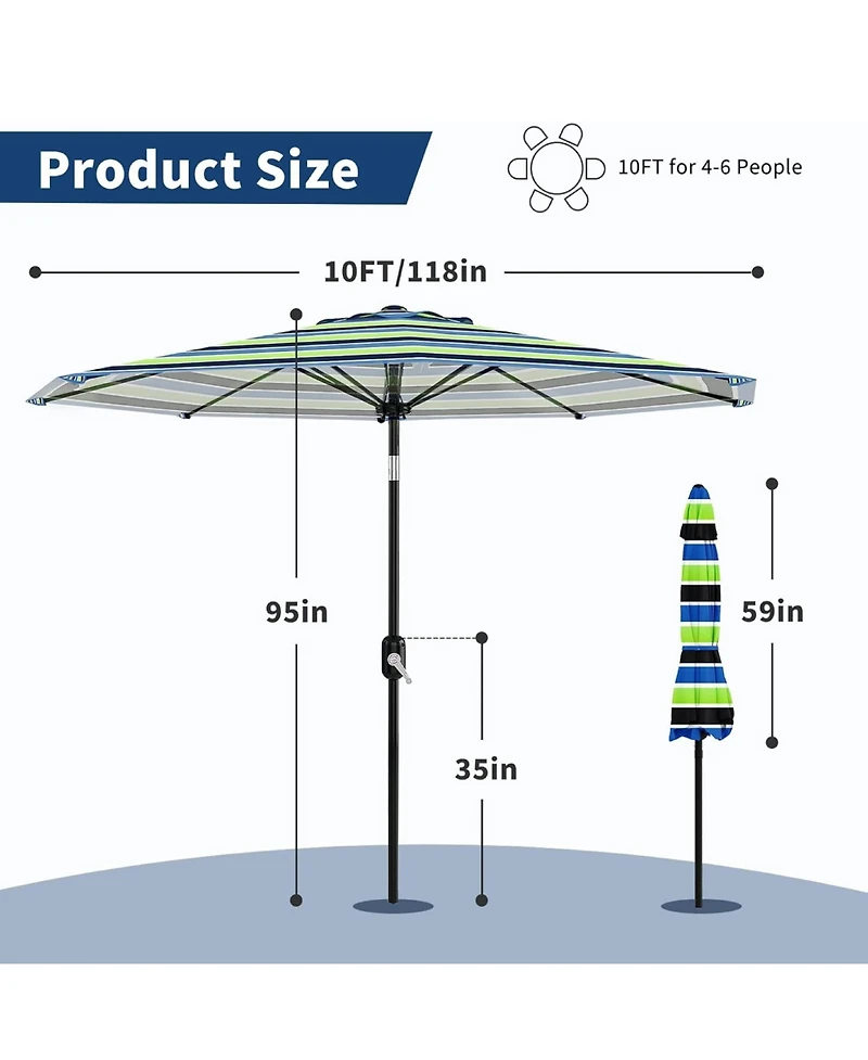gaomon Outdoor Stripe Outdoor Patio Umbrella, Uv Protection Waterproof for Pool Deck Yard