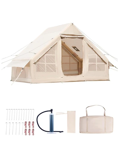 Mecale 3 to 5 Person Inflatable Camping Tent with Stove Jack