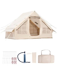 Mecale 3 to 5 Person Inflatable Camping Tent with Stove Jack