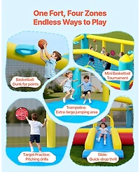 Mecale Inflatable Bounce House 14.7 x 13.8 Ft with Basketball Hoop, Ages 3