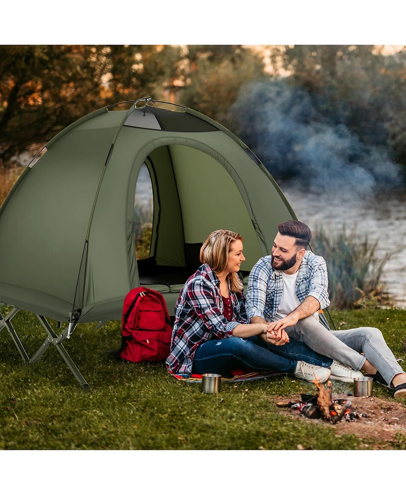 Slickblue Foldable 2 Person Camping Cot Tent Off Ground Combo Adults
