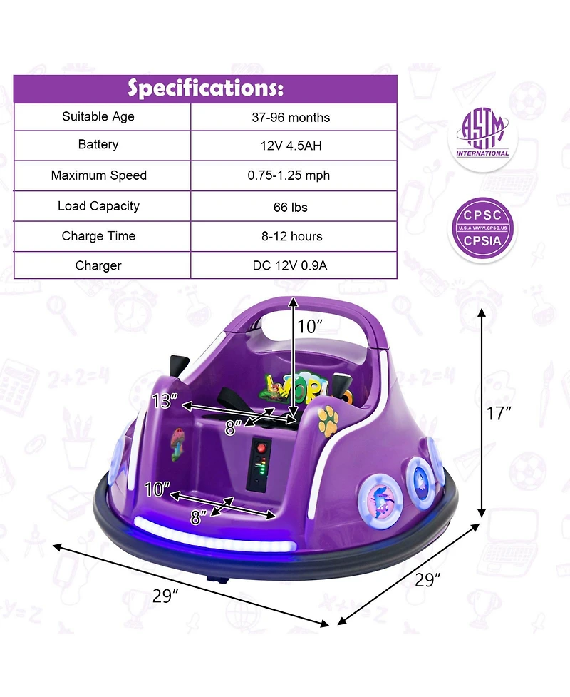 Mecale 12V Electric Ride On Car with Remote Control and Flashing Led Lights
