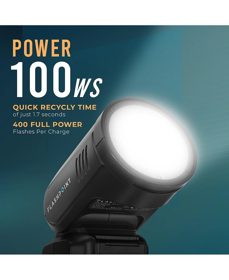 Flashpoint X100 Ttl R2 On Camera Li-on Round Head Flash For Nikon with Round Head Flash Accessory Kit