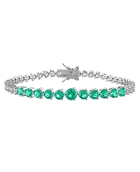 Macy's Lab Grown Emerald (3-1/10 ct. t.w.) and Lab Grown White Sapphire (4-7/8 ct. t.w.) Bracelet in Sterling Silver