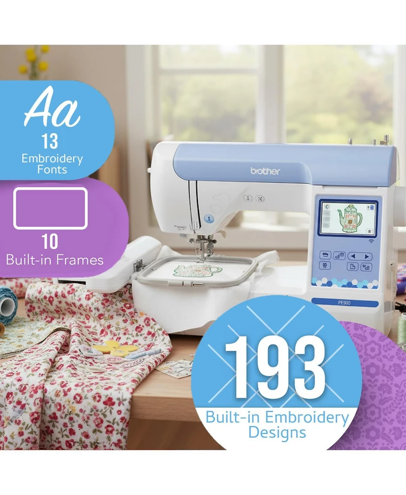 Brother Elite PE900 Embroidery Machine Bundle with 63-Color Thread Set