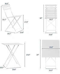 GarveeLife 3-Piece Folding Patio Bistro Set, Outdoor Metal Table and 2 Chairs, Weather-Resistant, Space-Saving Compact Furniture for Garden, Yard