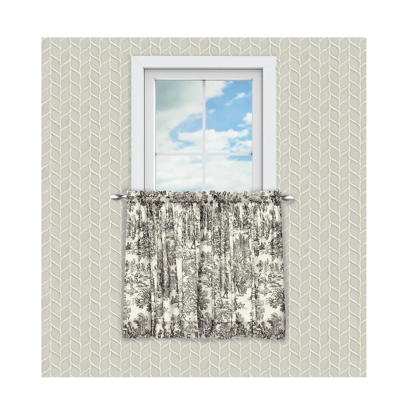 Ellis Curtain Victoria Park Toile Design Printed Room Darkening 2-Piece Window Rod Pocket Pair