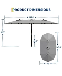gaomon 13FT 3-Head Outdoor Patio Umbrella for Poolside, Lawn and Backyard, Without Base