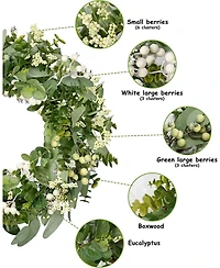 Gnuadz 18" Eucalyptus Boxwood Berry Wreath Front Door Decor