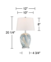 360 Lighting Travis Small Modern Coastal Accent 3-Way Table Lamp Marble Finish Ceramic Single Living Room Bedroom