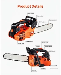Skonyon 25.4CC 12in 1.2HP Gas Chainsaw for Tree Cutting and Trimming