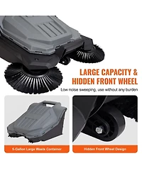 Sugift Walk-behind Hand Push Floor Sweeper, 25.6 inch Sweeping Width, Manual, Adjustable