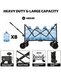 Mondawe 480lbs Collapsible Storage Wagon Utility Carts with Mosquito Net & Removable Canopy