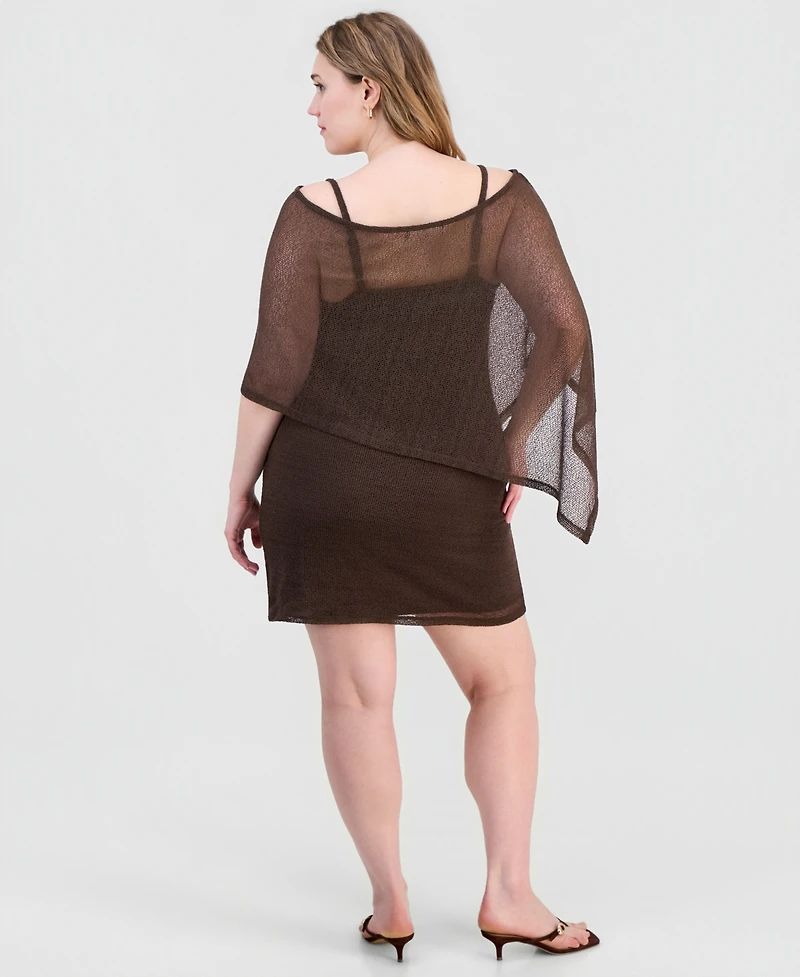 Madden Girl Trendy Plus 2-Piece Poncho & Mini Dress Set