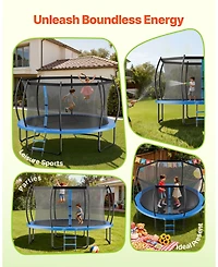 Mecale 10 Ft Recreational Trampoline with Safety Net Thickened Pad