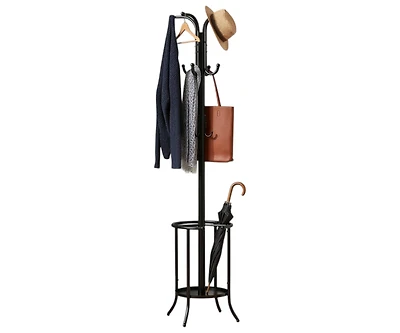 Slickblue Freestanding Metal Coat Rack with Umbrella Holder for Hallway