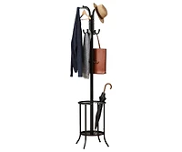 Slickblue Freestanding Metal Coat Rack with Umbrella Holder for Hallway