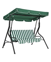 GarveeLife 3-Seat Patio Swing Chair with Adjustable Canopy Thick Waterproof Cushions, Heavy-Duty Steel Frame Outdoor Glider Bench for Yard
