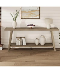 gaomon 70.8" Extra Long Console Table, 2 Tier Narrow Sofa Table for Behind Couch, Entryway Hallway Living Room, Farmhouse Style