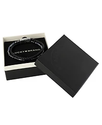 Lucky Brand Men s Braided Leather & Sodalite Bead 8.5'' Bracelet, Black/Blue, Magnetic Clasp