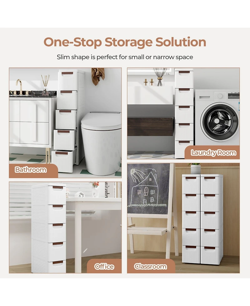 Sugift Rolling Drawer Organizer Storage Cabinet with Wheels