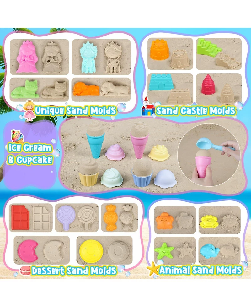 Gnuadz 36-piece Beach Sand Bucket Castle Building Kit Shovel Toys