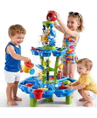Gnuadz 2-Tier Water Table Kids Sand Sensory Play Outdoor Toy