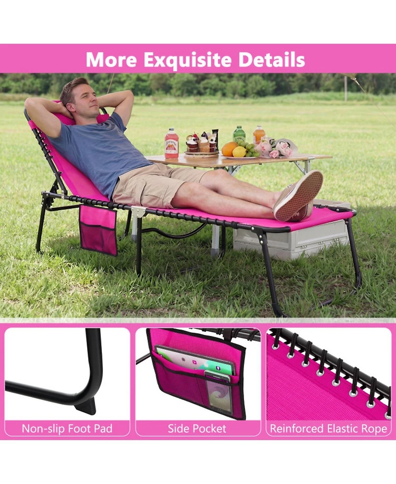 Sugift Foldable Reclining Lounge Chair with Adjustable Backrest and Footrest