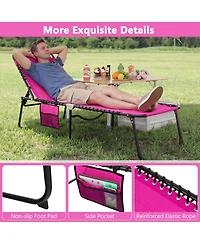 Sugift Foldable Reclining Lounge Chair with Adjustable Backrest and Footrest
