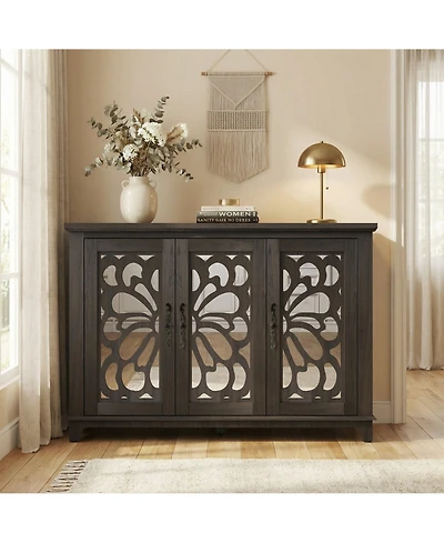 Sailvan 3-Mirrored Door Sideboard, 49.33" Spacious Countertop Buffet with Adjustable Shelves