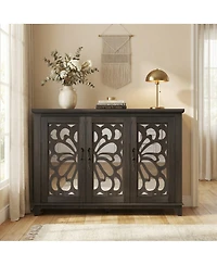 Sailvan 3-Mirrored Door Sideboard, 49.33" Spacious Countertop Buffet with Adjustable Shelves