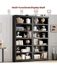 gaomon 6-Tier Farmhouse Bookshelf, 75" Tall Open Bookcase with Adjustable Shelves, 31.5" Wide Storage for Home Office Living Room Bedroom