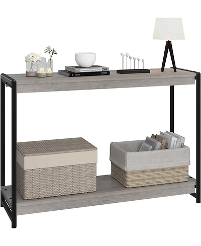 gaomon 2-Tier Narrow Console Table for Sofa or Entryway - Modern Farmhouse Accent Table with Open Shelf
