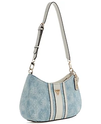 Guess Noelle Ii Washed Denim Zip-Top Small Shoulder Handbag
