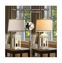Sofucor 26-inch Table Lamp for Living Room, Farmhouse Lamps Set of 2 with Usb A+C and Nightlight