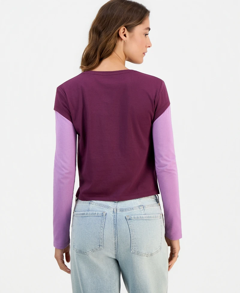 Grayson Threads, The Label Juniors' Snoopy Long-Sleeve Layered-Look Top
