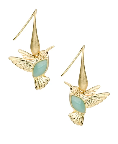Patricia Nash Gold-Tone Stone Hummingbird Drop Earrings