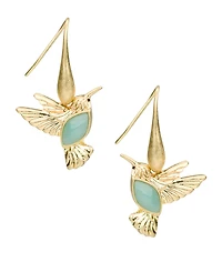 Patricia Nash Gold-Tone Stone Hummingbird Drop Earrings