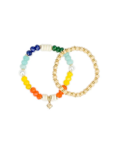 Patricia Nash Beaded Charm Stretch Bracelet Set