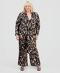 Full Circle Trends Trendy Plus Satin Shirt & Matching Pants Set